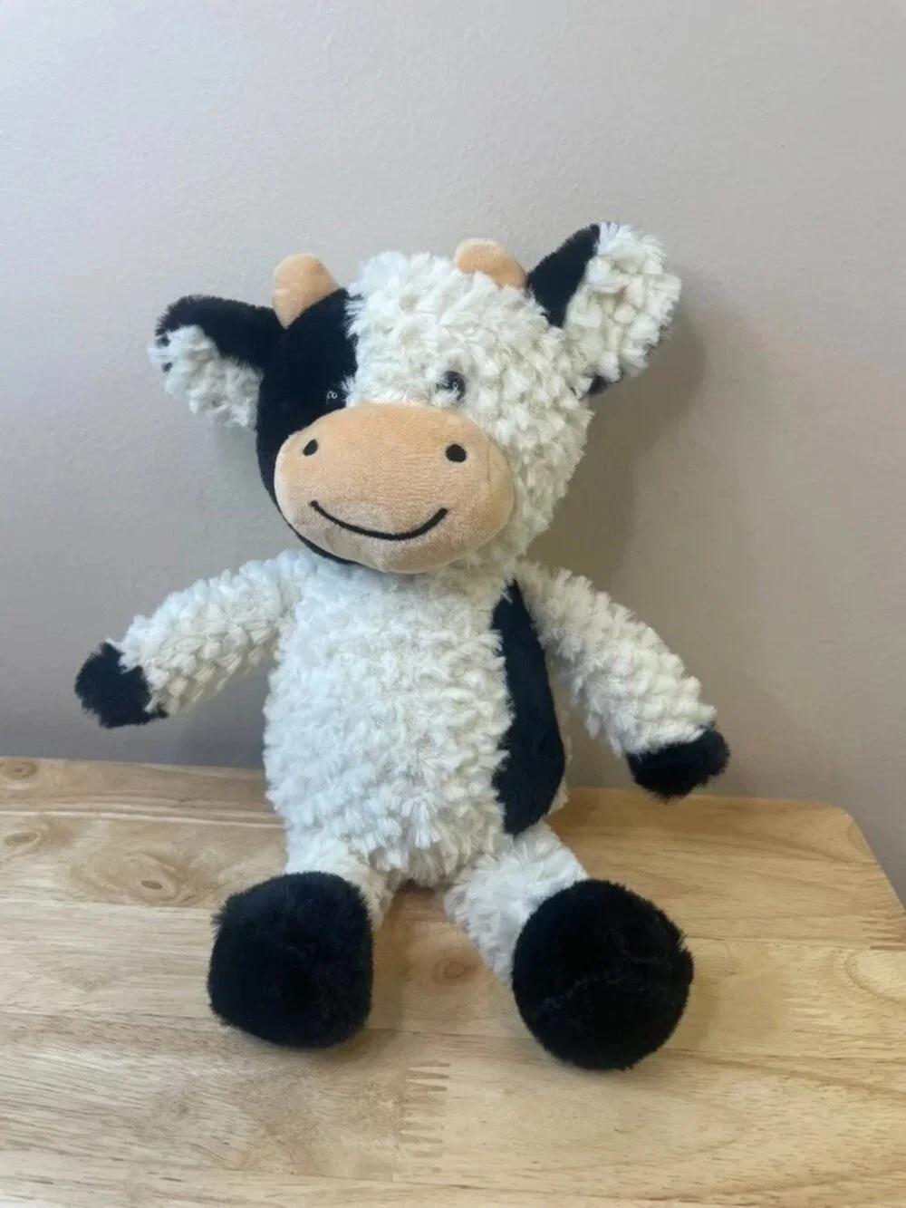 Textured Black & White Cow Stuffed Animal – 13